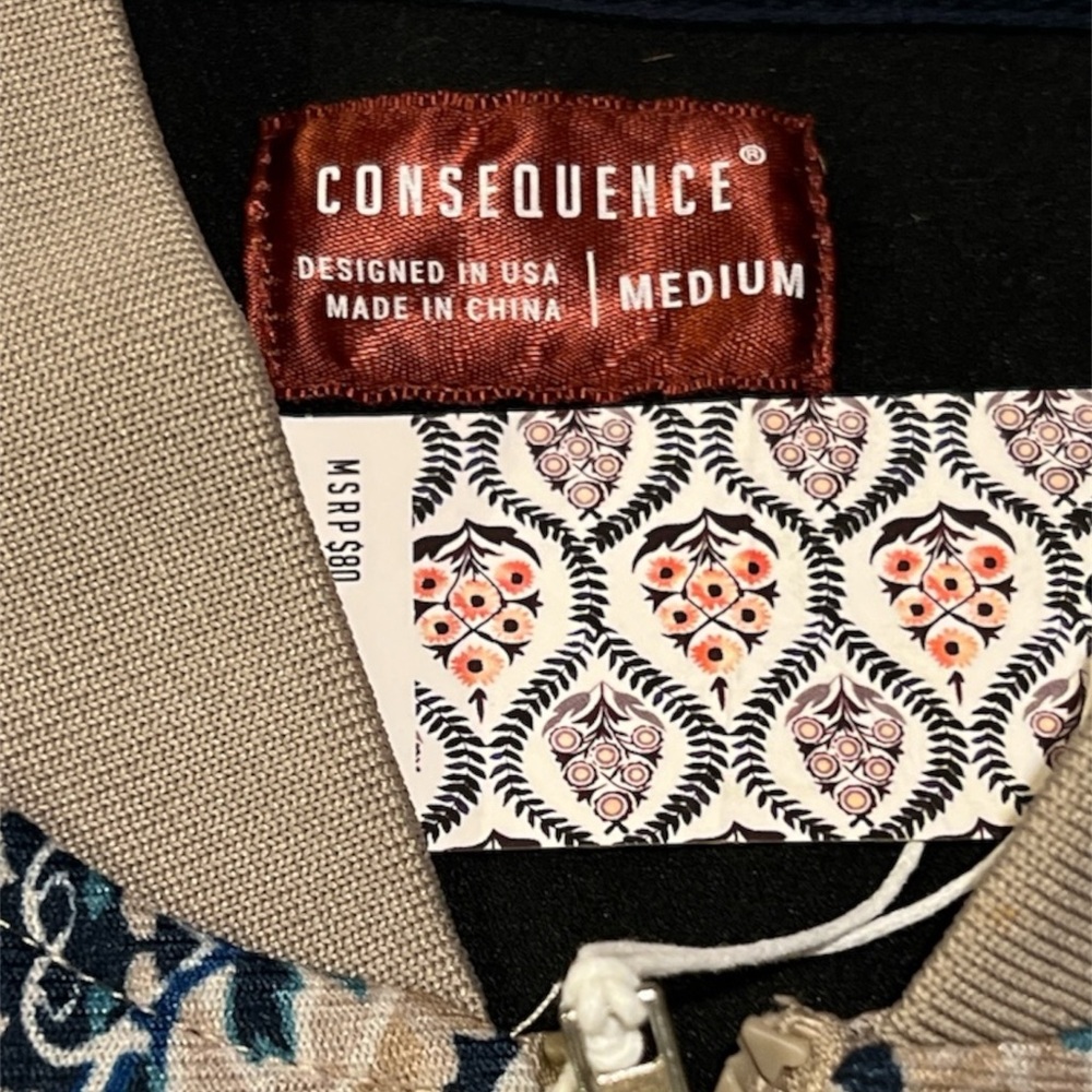 Men's Beige Patterned Bomber Jacket - Picture 5 of 11